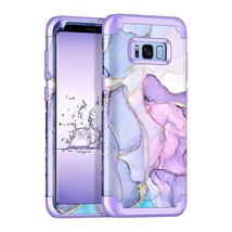 For Galaxy S8 Case,Marble Design Three Layer Heavy Duty Shockproof Hard Plastic  - £18.97 GBP