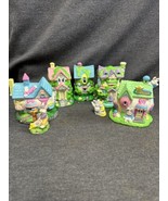 Lot Of 5 Vintage Easter Bunny Ceramic Light Up House Easter Village 4.5”... - $31.68