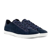Ecco Men&#39;s Collin 2.0 Lace Up Suede Leather Sneaker Shoe White Sidewalls Navy - £79.05 GBP
