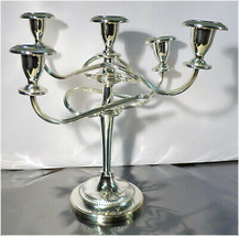 Brilliant 11&quot; Silver Plated 5 Arm Candelabra / Candle Holder England - £33.41 GBP