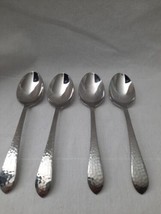 Reed &amp; Barton Hammered Antique Lot 4 Spoons 18/8 Stainless Flatware Korea - $98.95