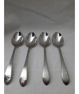 Reed &amp; Barton Hammered Antique Lot 4 Spoons 18/8 Stainless Flatware Korea - £77.80 GBP
