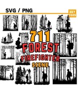 711 Forest Firefighter Scene SVG PNG Bundle, Wildfire Silhouette Clipart... - $4.10 CAD