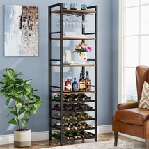 Tribesigns 20 Bottle Wine Bakers Rack, 9 Tier Freestanding Wine Rack With Glass - £75.65 GBP