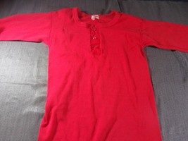 Vintage 50&#39;s Healthknit Red 1/4 Button Down Shirt Medium - £51.80 GBP