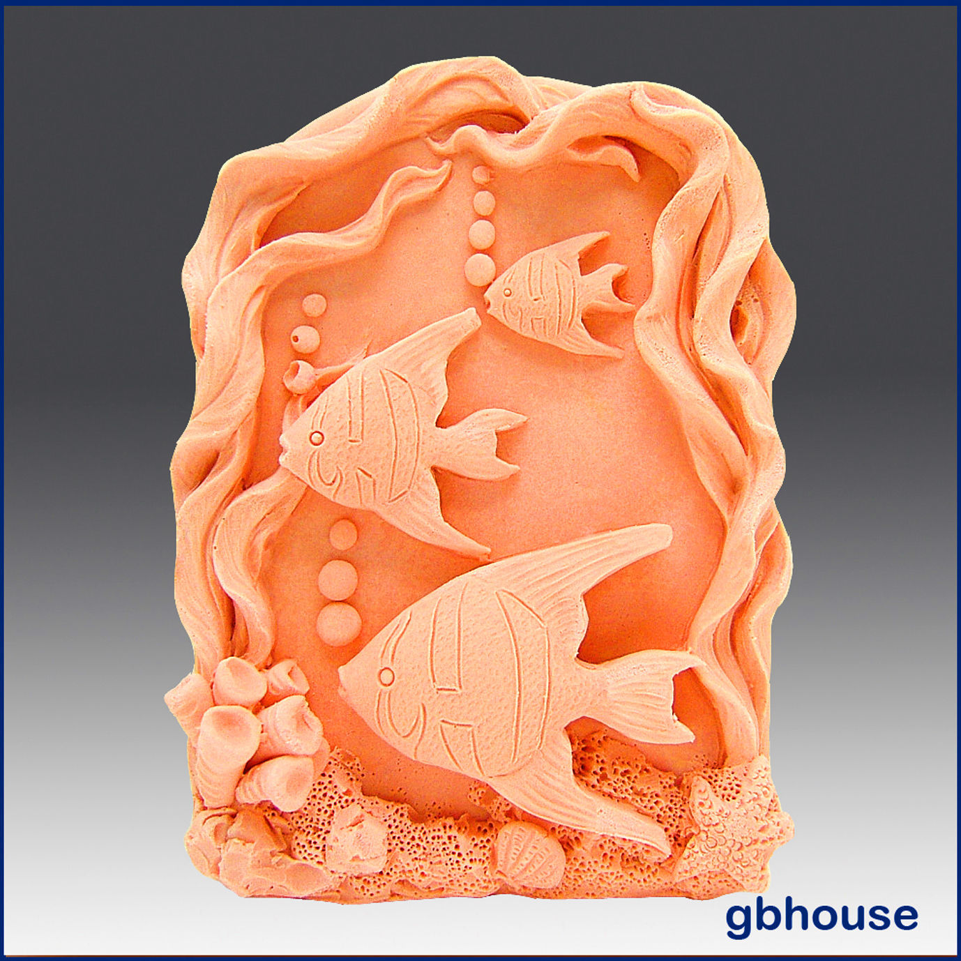 egbhouse, 3 Framed Fish, Detail of high relief sculpture Silicone Soap/clay Mold