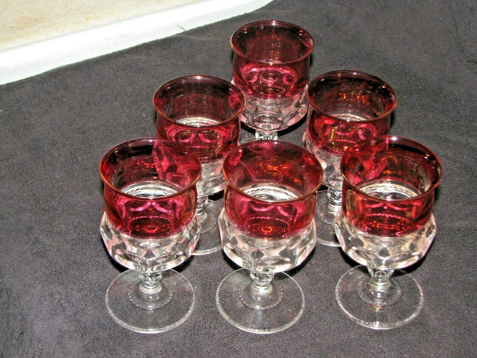 Vintage Goblets, Kings Crown, Ruby Flashed  5.5&quot; x 3&quot; x 3&quot; - $35.00