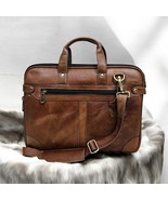 Handmade Full-Grain Leather Laptop Bag: 15.6&quot; Work Briefcase - $5,391.78 MXN