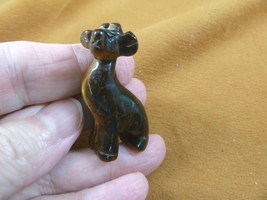 (Y-GIR-ST-556) brown GIRAFFE giraffes stone carving FIGURINE gemstone gi... - $14.01