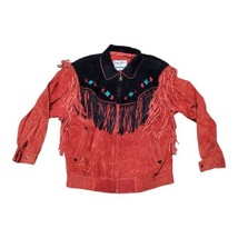 Vintage Red Suede JC Penney Pioneer Wear 70s 80s Fringe Western Jacket S... - $186.99