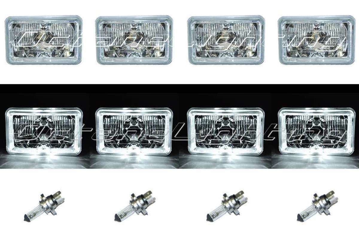 Primary image for 4X6 White Halo Angel Eye Halogen H4 Headlight Headlamp Bulbs Crystal Clear Set