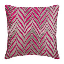 Pink Throw Pillow Covers 16&quot;x16&quot; Silk, Chevron Fuchsia Glam - £28.53 GBP+