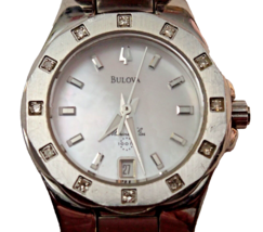 Bulova A6 Marine Star Quartz Diamonds Women&#39;s Wristwatch - £89.78 GBP