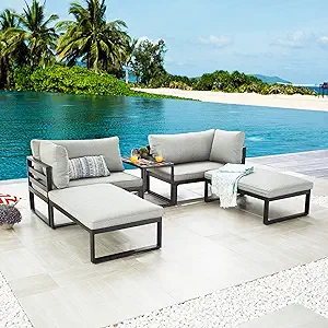 5 Piece Patio Set Balcony Outdoor Loungue Chair Sectional Sofa Furniture... - $1,297.99
