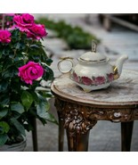 Victoria&#39;s Garden Vintage Miniature Tea Pot with Roses and Gold Trim - £29.57 GBP