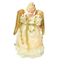 Gold Angel Christmas Tree Topper Trim A Home 10 Inch Ceramic Head 10 Lights - $14.83