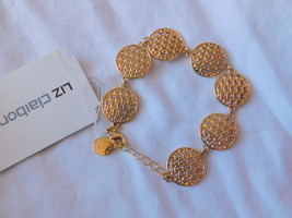 Liz Claiborne Gold Tone Metal Round Filigree Bracelet 8 Inch NEW - £14.87 GBP