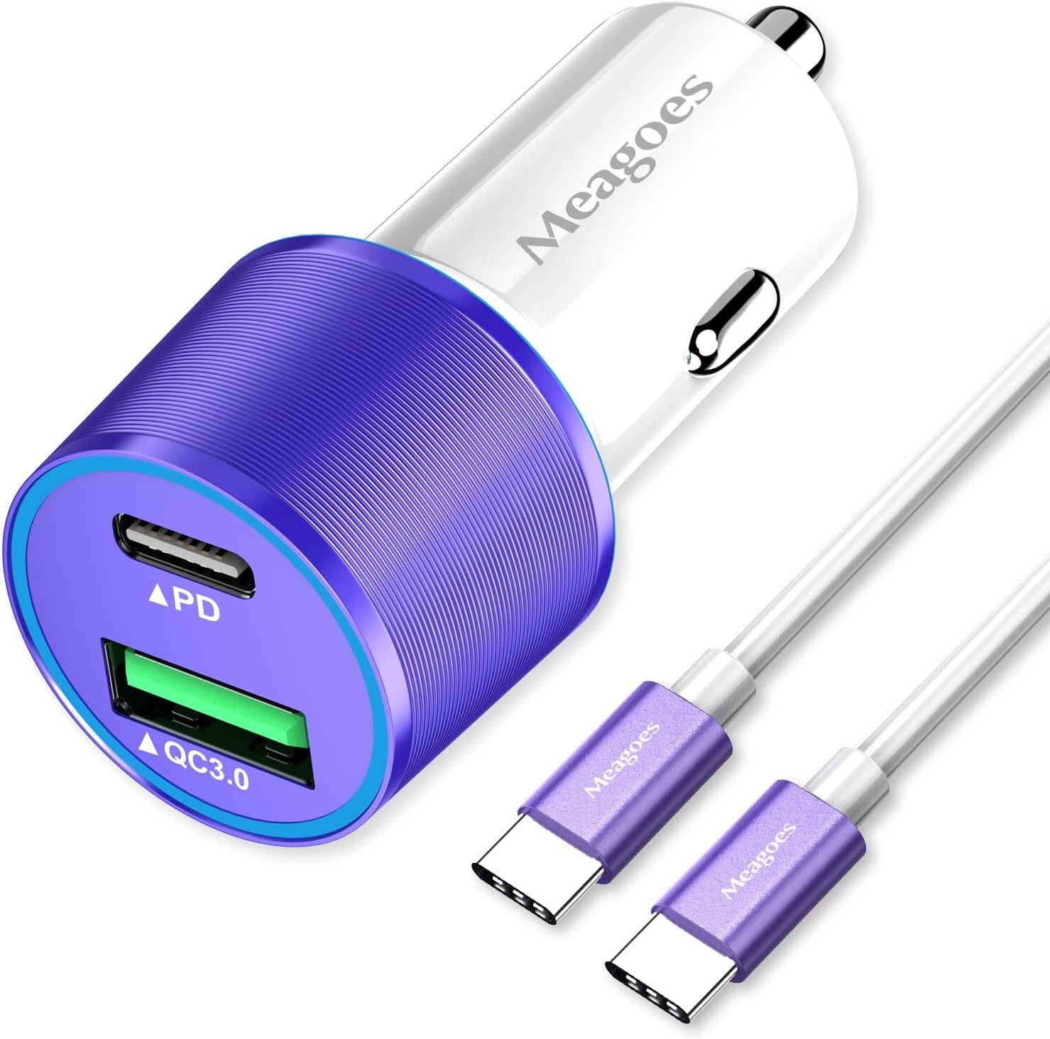 Purple Usb C Car Charger, 48W 2-Port Fast Charging Adapter, 3.3Ft Type C... - $29.99