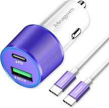 Purple Usb C Car Charger, 48W 2-Port Fast Charging Adapter, 3.3Ft Type C... - $29.99