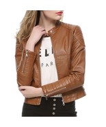 Women&#39;s Genuine Lambskin Leather Motorcycle Slim fit Moto Biker Jacket -... - £87.90 GBP