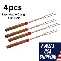 4pcs Telescoping Fork for Campfire Cooking | Extendable Design 6.5&quot; to 34&quot; - £23.53 GBP