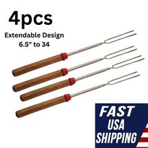 4pcs Telescoping Fork for Campfire Cooking | Extendable Design 6.5&quot; to 34&quot; - £23.16 GBP