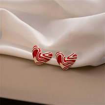 Red &amp; Silver-Plated Heart Stud Earrings - £7.98 GBP