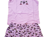 Ladies 2 piece Pajamas Pink Monkey Shorts and Top Set Medium New Tags Fr... - $10.29