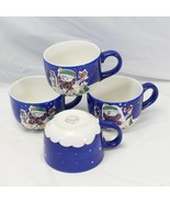 Gibson Snowman Soup Mugs Christmas 4 3/4&quot; Wide  Lot of 4 Xmas - $370.80 MXN