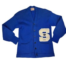 VTG Princeton Wool Letter Sweater Jacket Royal Blue Knitting Masters Foo... - $3,624.02 MXN