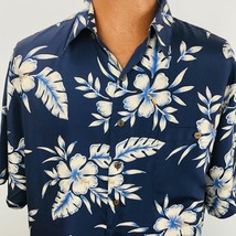 Silk Traders Hawaiian Aloha Large Hibiscus Flower Leaves Shirt Tropical - £31.96 GBP