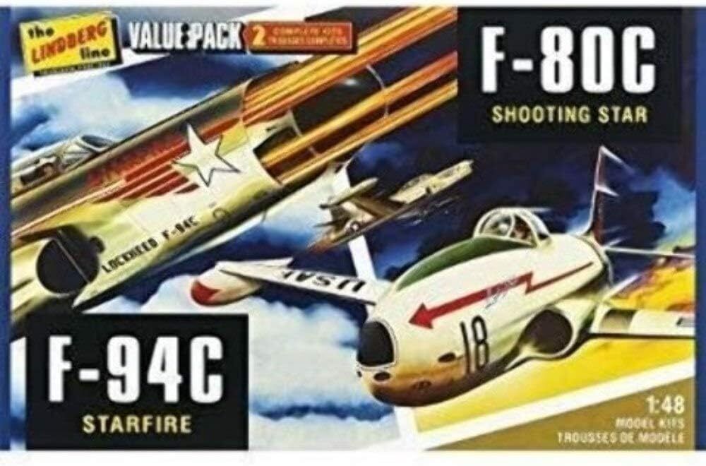 2 Pack Lindberg Korean War Fighters F-80C Shooting Star & F-94C Starfire  1/48 - $21.57