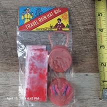 Vintage Rain Bonnet Carrying Case Red Suit Case Hong Kong NOS  - £10.09 GBP