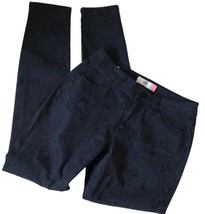 CAbi #3196 Womens Jeans Navy / Black Lace Print Mid Rise Curvy Skinny Sz 6 - £10.55 GBP