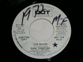 Hank Thompson Cab Driver Gloria 45 Rpm Record Vinyl Dot Label Promo - £12.57 GBP