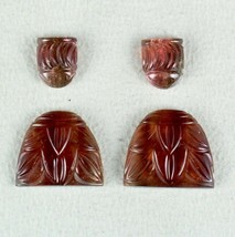 Rare Colour Natural Tourmaline Carved 4 Pcs 59.66 Carats Gemstone For Earring - £567.49 GBP