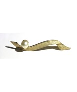 Vintage c1970 Signed Coro Pegasus Ribbon and Pearl Brooch - $21.95