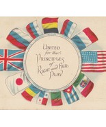 WWI Era Countries United For Right and Fair Play Antique Patriotic Postcard - $5.00