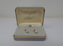 Marvella for Lord &amp; Taylor Gold Tone Faux Pearl Dangle Pierced Earrings - £15.97 GBP