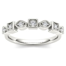 Genuine 10K White Gold 0.10 Ct Brillant Diamond Wedding Band - £194.34 GBP