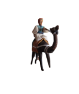 Vintage Ethnic Figure Doll Man On Leather Camel Rider Folk Art ~9&quot; Turban - $266.38 MXN