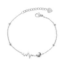 Wind Hipster Ecg Titanium Steel Bracelet Design Mori Style Love Bracelet - $12.00