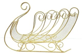 Gold Glitter Metal Wire Sleigh W/Swirl Pattern 12 1/2&quot; Long x 6&quot; Wide x 10&quot; - £14.92 GBP