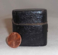 Antique Leather Covered Metal Match Safe or Vesta Push Button &amp; Internal... - $87.00