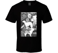 Goodfella&#39;s Old Man And Dogs Painting B/W T Shirt - $23.88+