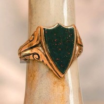 Goldschildring, Vintage Bloodstone Ring, 925 Silber Herrenring, Statement Ring - £294.46 GBP