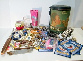 Vintage to Now Junk Drawer Lot Jewelry Pokemon Japan Tin Canister Pins etc - £29.26 GBP