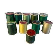 Vintage Green and Yellow sewing thread set of 10 #5 - $16.82