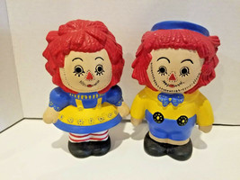 Vintage decoration Raggedy Ann &amp; Andy made by hand on frame nice colors ... - $19.79