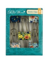 Pioneer Woman Metal Binder Clips Multicolor Floral 5ct Gold Handle 1.25in New - £5.05 GBP